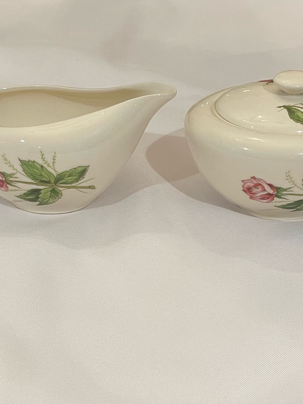 Edwin Knowles Mid Century Pink Tea Rose Sugar & Creamer